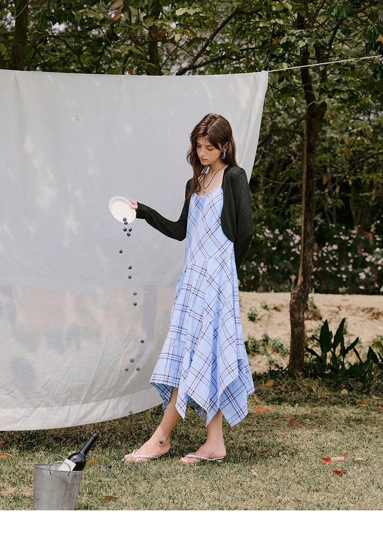 MISHOW Holiday Women's Summer Camisole Dresses 2025 Sleeveless Blue Palid Slim A-line Dress Female New Fashion Thin MXE33L2260