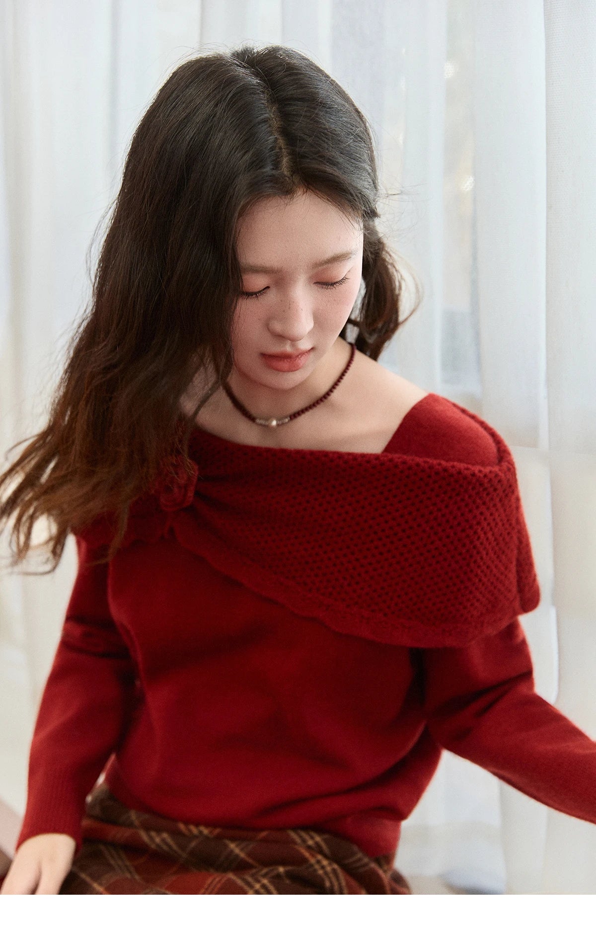 MISHOW New Year Christmas Women's Red Sweater 2025 Autumn Winter Soft Elegant Sweaters 3D Flower Alpaca Knitted Tops MXE94Z2889