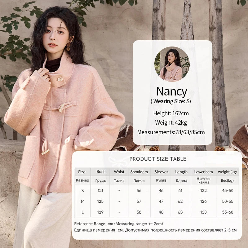 MISHOW Reversible Wool Velvet Coat Cow Horn Button Lapel Coat 2024 Winter Fashion Luxury Senior Korean Tweed Jacket MXD44W0446