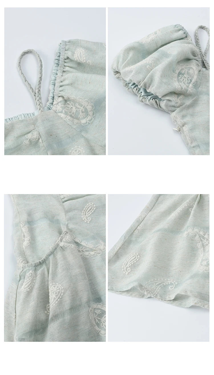 MISHOW Women's Puff Sleeve Dress 2025 Summer Fashion Paisley Embroidery Lady Pocket Dresses Vacation Women's Clothing MXE34L2265