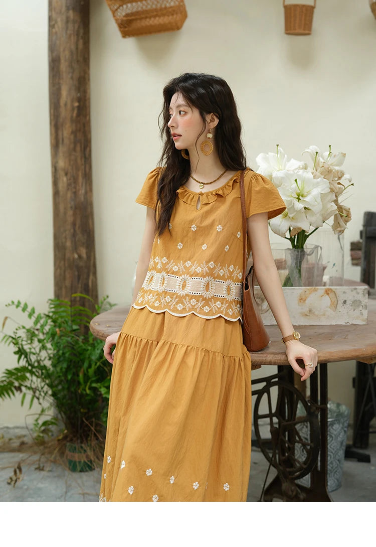 MISHOW Women's Clothing Two Piece Set 2025 French Lace Embroidery Blouse A-line Straight Half Skirt Ladies Summer Set MXE39T0645