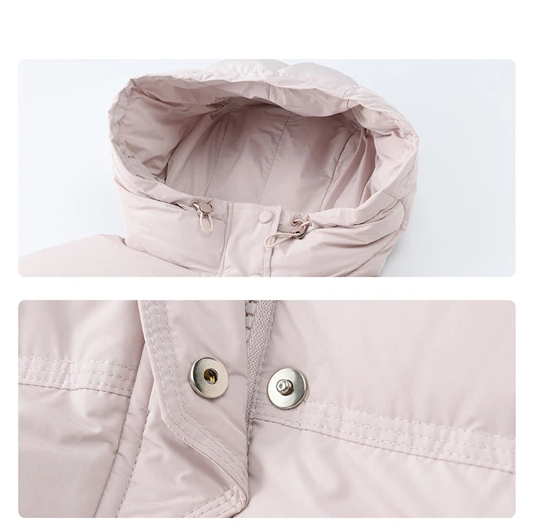 MISHOW Women's Short Coat with 90% White Duck Down Filling Windproof Down-proof Hooded Jacket Lightweight Warm Coat MXE51Y0080