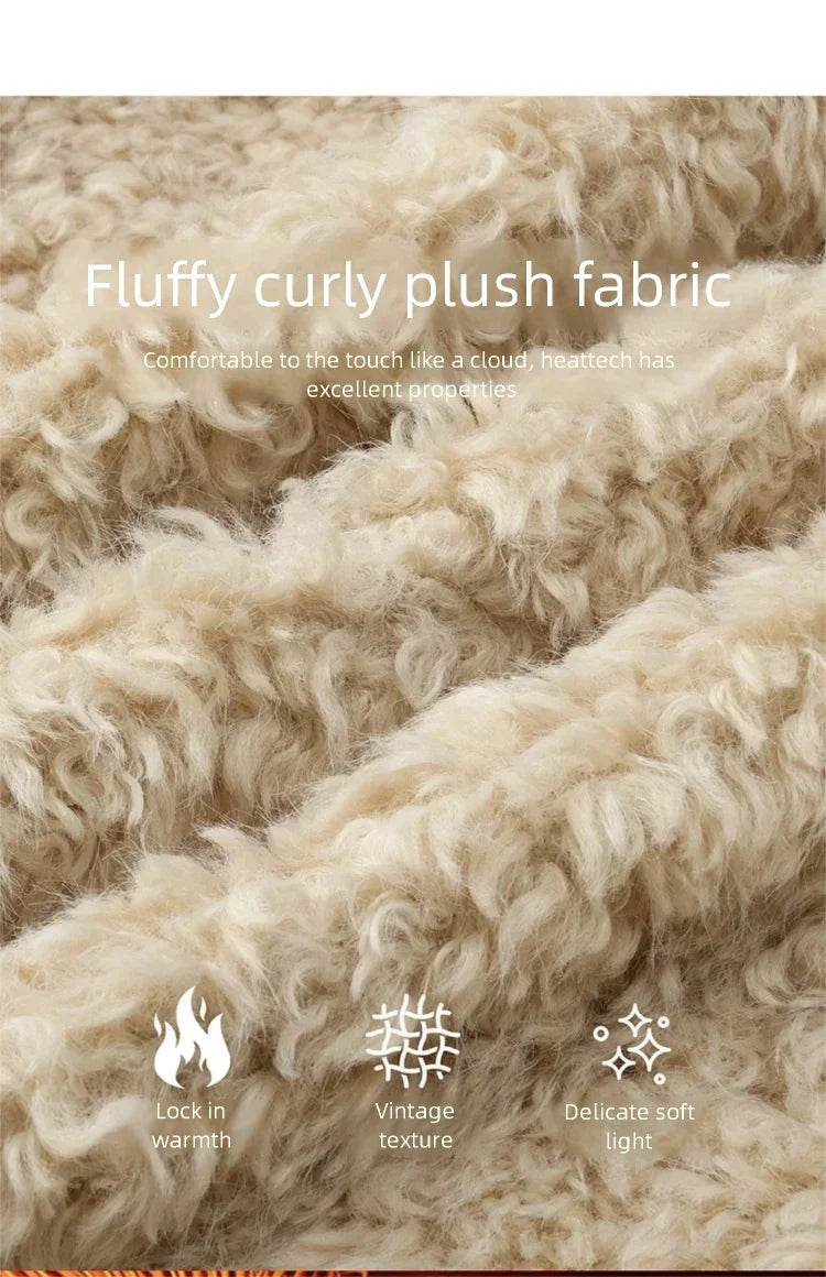 MISHOW Plaid Patchwork Curly Lambswool Coat Winter 2025 Women's Fashion Coat Double-Front Retro Casual Loose Jacket MXE87W0939