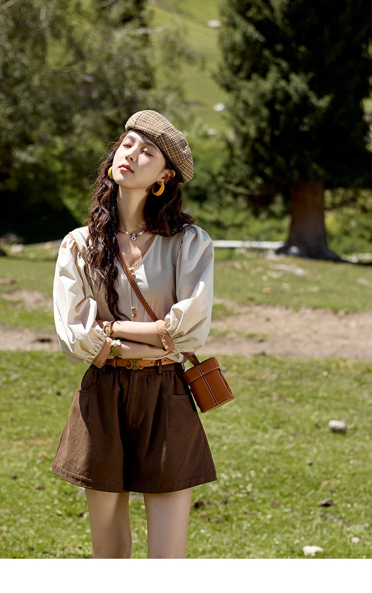 MISHOW High Waist Loose Casual Short Pants for Women Spring Autumn 2024 Versatile Slim Solid Straight Leg Shorts MXD41K0721