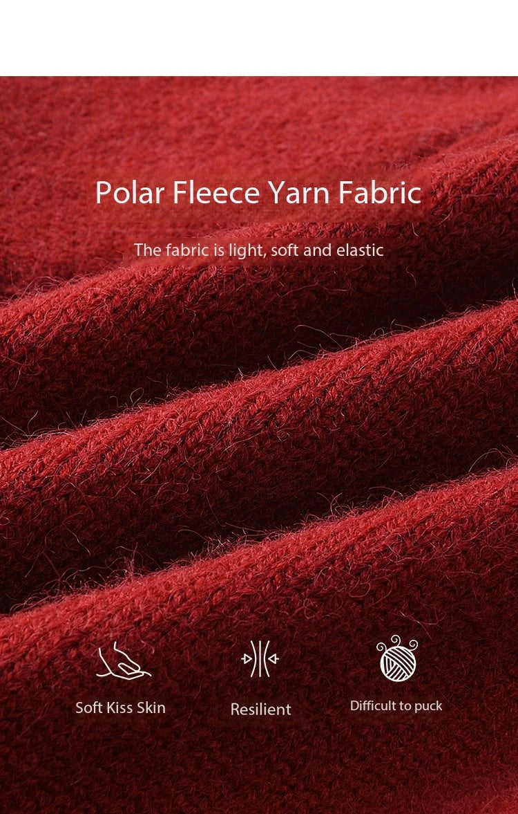 MISHOW Red Knitted Cardigan V-Neck Midi Dresses Separately A-LINE Temperament Grace Dress Flower Lace-up Warm Coat MXD58L2085