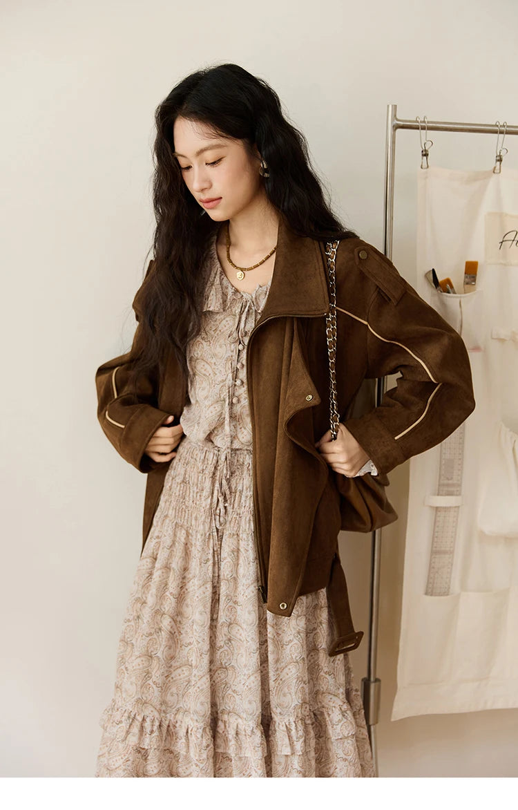 MISHOW Cashew Flower Dress for Woman 2025 Autumn Romantic Style Printed Dress Long Sleeve Ruffled Tie Waist Dress MXE46L2520