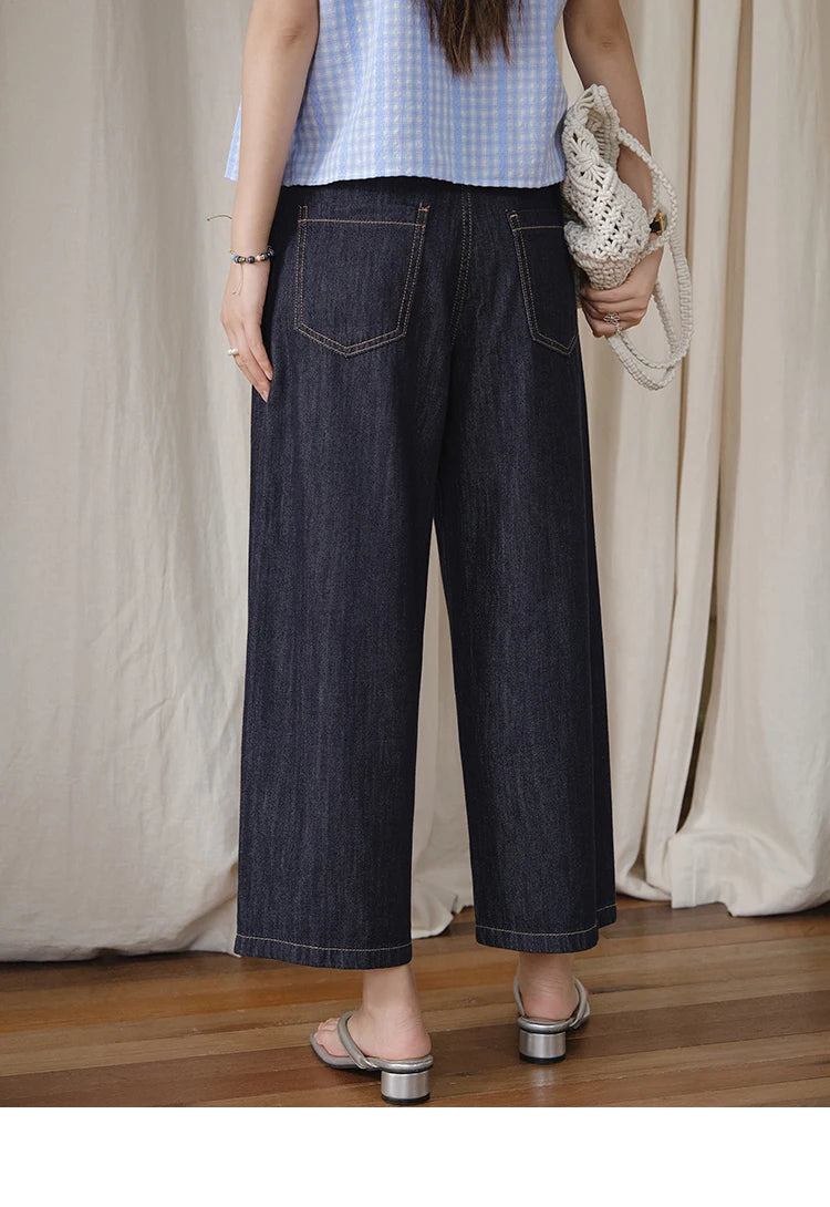 MISHOW Women's Straight Pants 2025 Summer Fashion High Waist Wide Leg Jeans Slim Zipper Pants Casual Female Clothing MXE37K0995