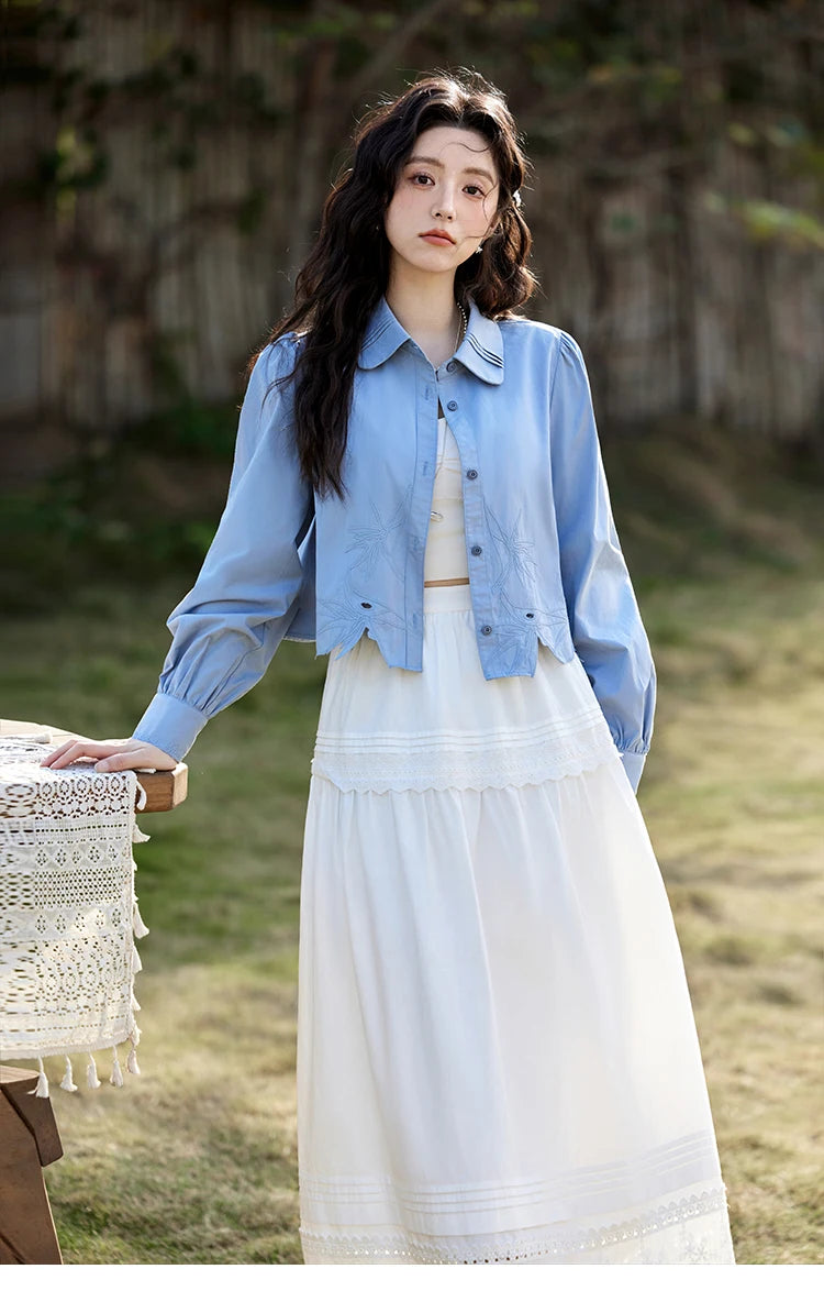 MISHOW French Retro Hollow Lace Skirt for Women Spring 2025 Elegnat 100 Cotton A-line Skirt High Waist Sweet Skirts MXE12B0643