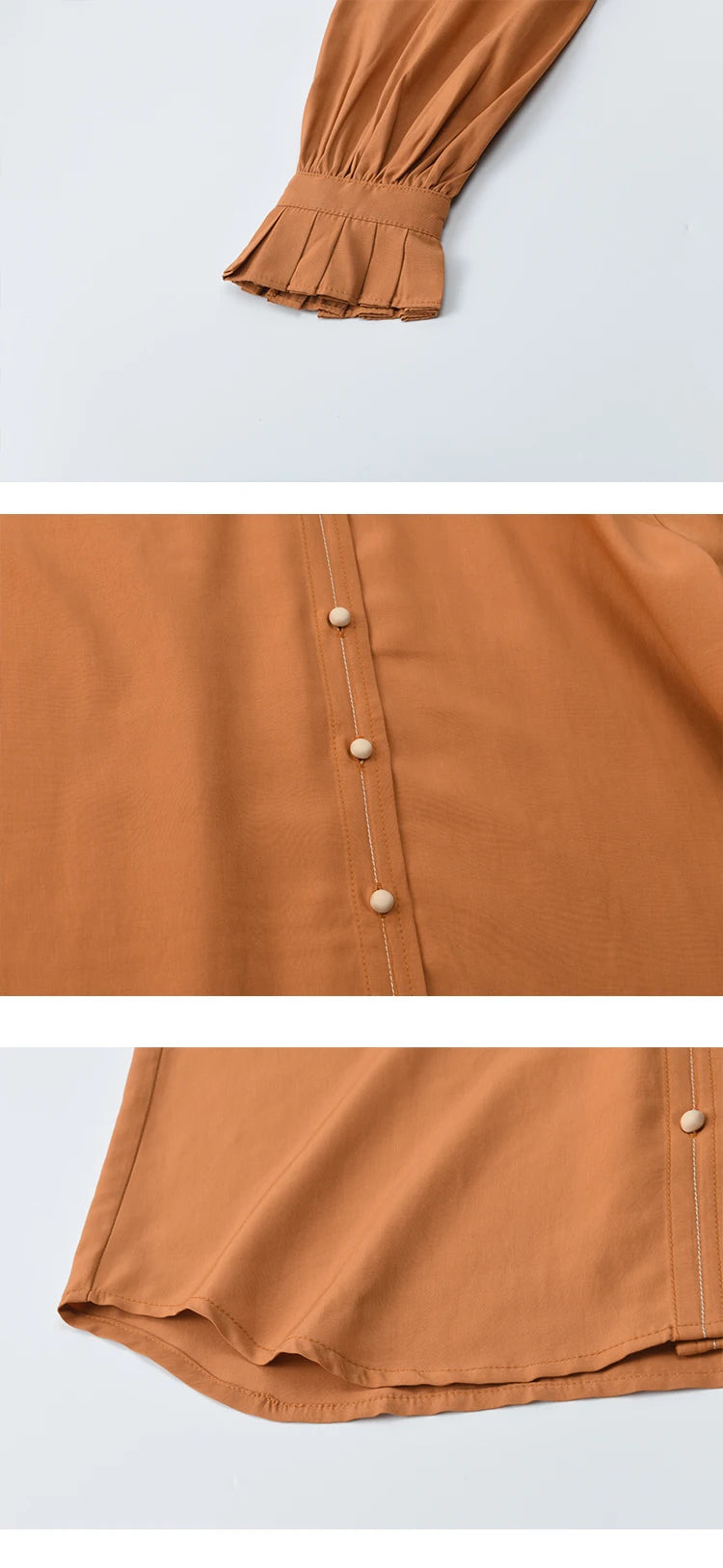 MISHOW Women's Shirts 2025 Autumn Color Blocking Buttons Pleated Cuffs Loose Top Female Solid Lapel Commuting Shirts MXE41C2352
