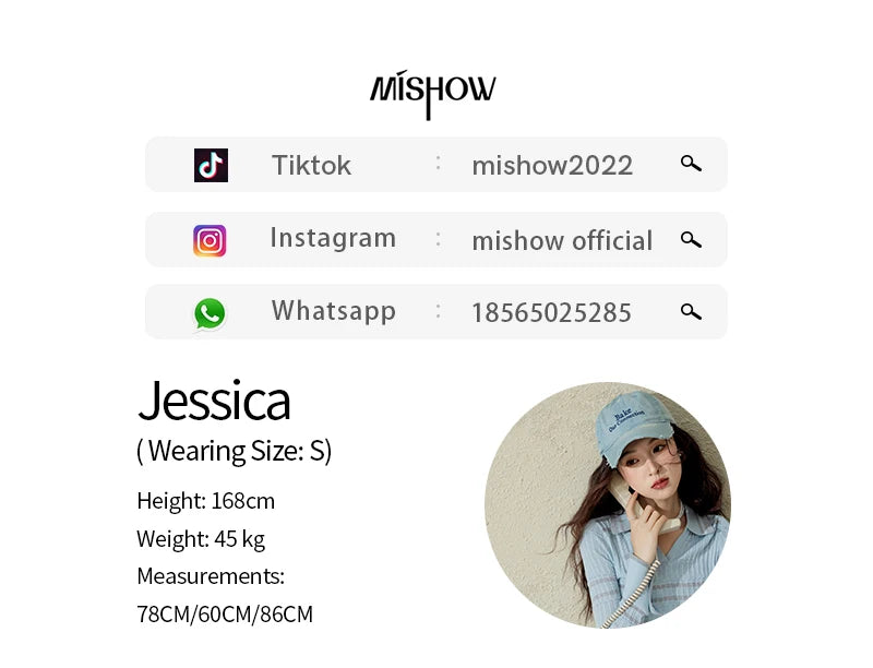 MISHOW Striped Knitted Tops for Women Spring 2025 Contrast Color Striped Slim V-neck Trumpet Sleeves Commuter Outfit MXE13Z1141