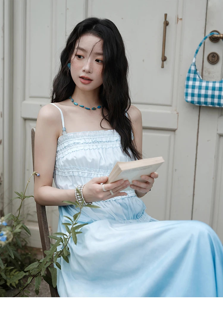 MISHOW Female Fashion Gradient Strap Dress 2025 Summer Sleeveless Black Fungal Edge Sashes Women's Vacation Dresses MXE34L2242