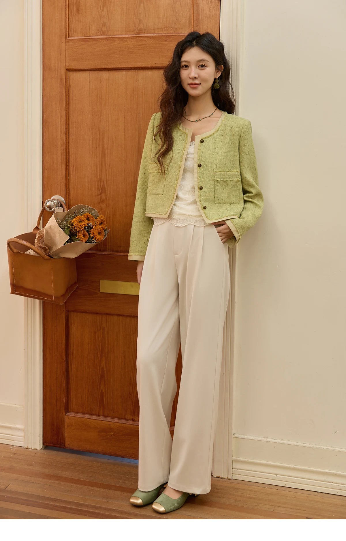 MISHOW Apricot Gray Wide Leg Pants for Women Autumn 2025 Korean High Waist Trousers Slim Versatile Pants Office Lady MXE41K1013