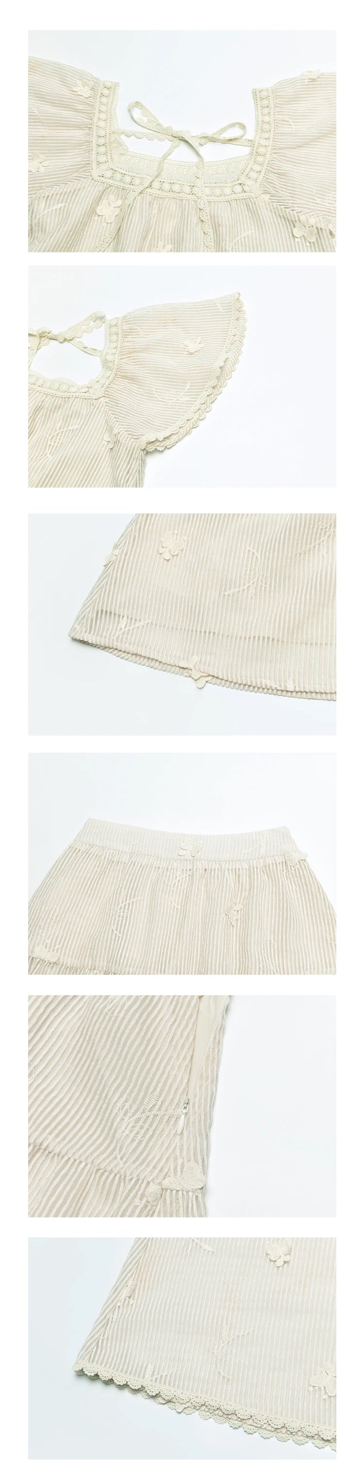 MISHOW Elegant Butterfly Flying Sleeve Blouses Elastic Waist Skirt Separately Summer Back Lace-up Top Midi Skirts MXD29X1559