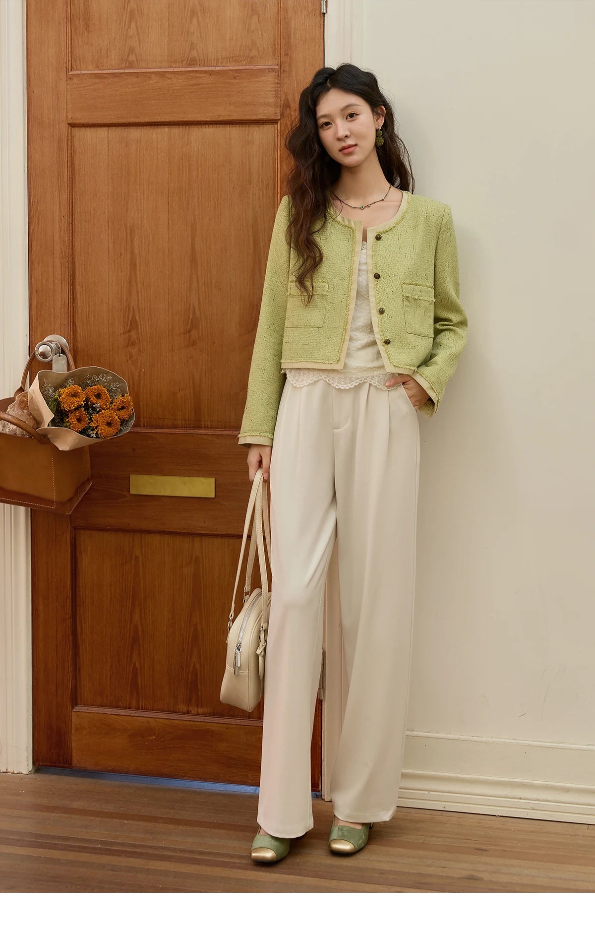 MISHOW Apricot Gray Wide Leg Pants for Women Autumn 2025 Korean High Waist Trousers Slim Versatile Pants Office Lady MXE41K1013