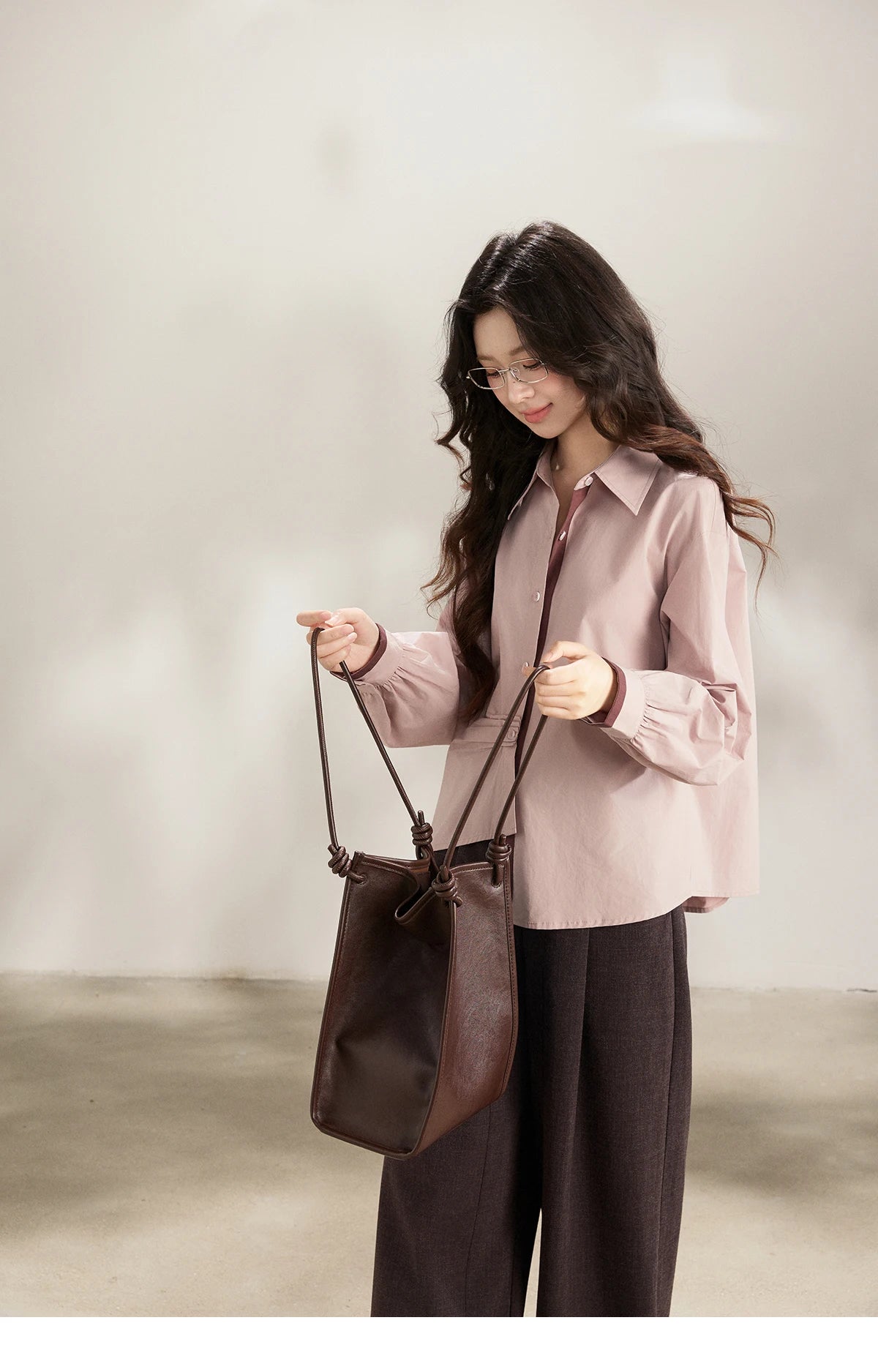 MISHOW Women's French 100 Cotton Contrasting Color Shirts Spring Polo Neck Asymmetrical Casual Commute Loose Shirt MXF13C2435