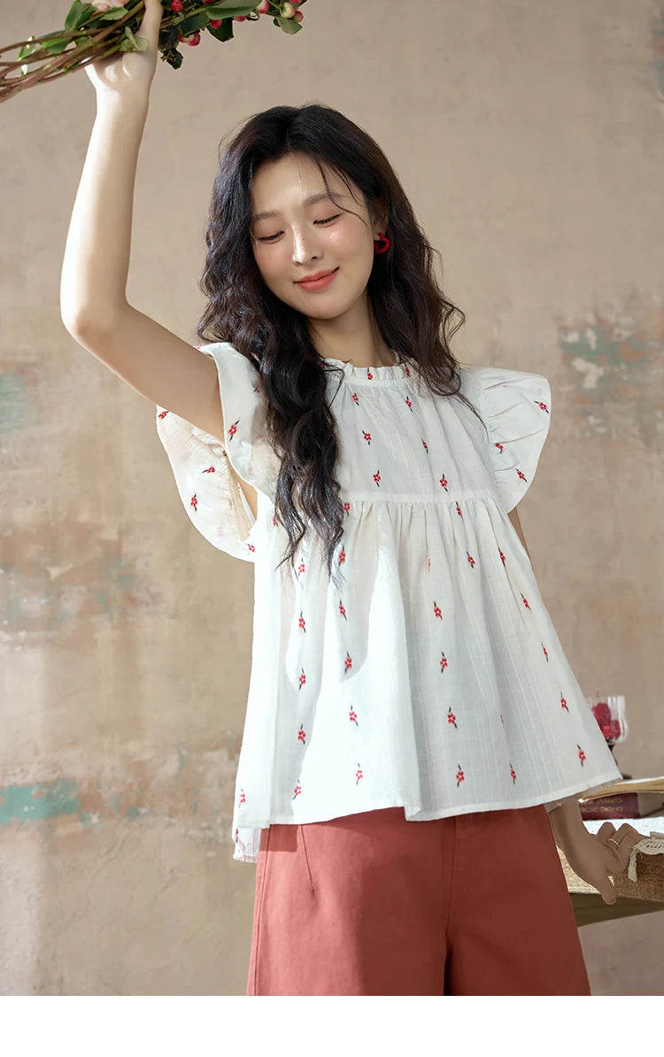 MISHOW Red Casual Shorts for Women 2024 Summer Korean Symmetrical Pocket High Waist Loose Straight Leg Short Pants MXD25K0679