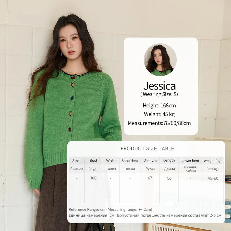 MISHOW Color Button Thickened Sweater for Women 2025 Winter Minimalist Loose Crew Neck Long Sleeves Cardigan Ladies MXE88Z2688