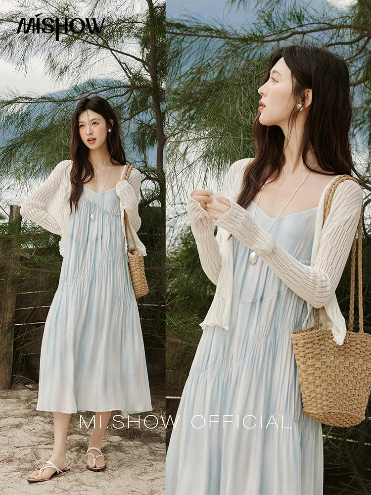 MISHOW Summer Casual Cardigan for Women 2025 New V-neck Long Sleeve Slim Knitted Cardigans Female Fashion White Tops MXE16Z1193