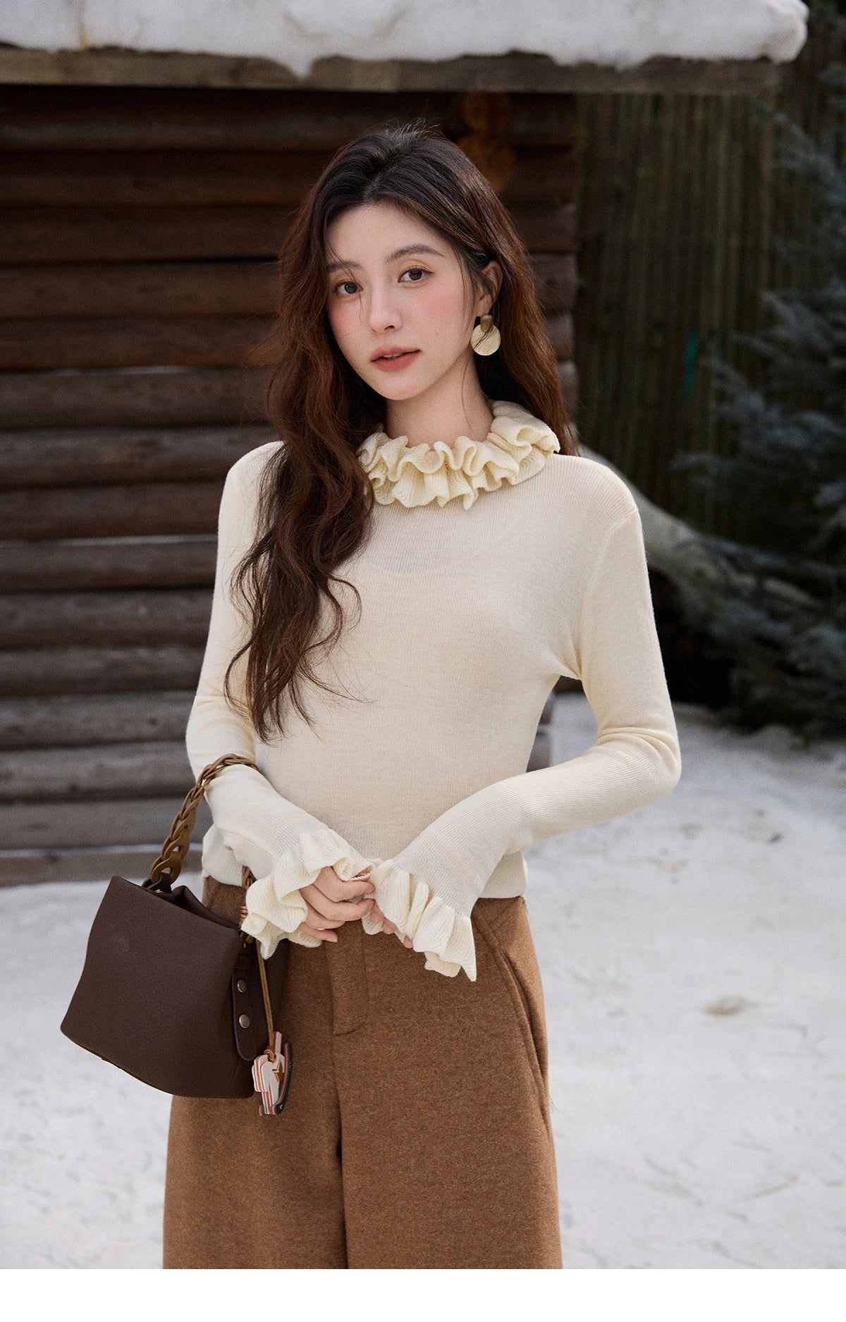 MISHOW Winter 2025 Turtleneck Knit Pullover for Women Thick Warm Fuzzy Cardigan Coat Outerwear Chic Streetwear MXE87Z2699