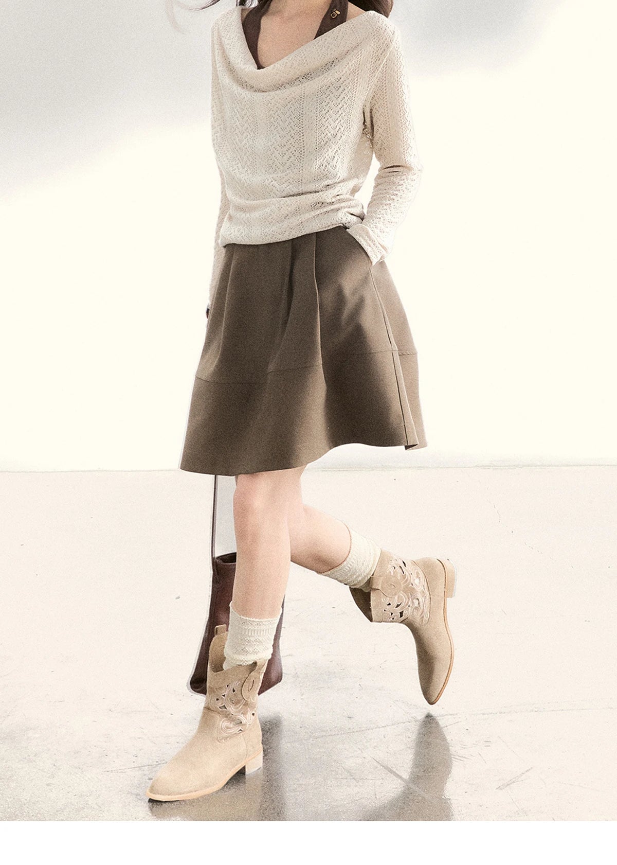 MISHOW Women's A-line Flower Bud Mini Skirt 2026 Spring High Waist Pleated Casual Short Skirt with Slanted Pockets MXF108B0767