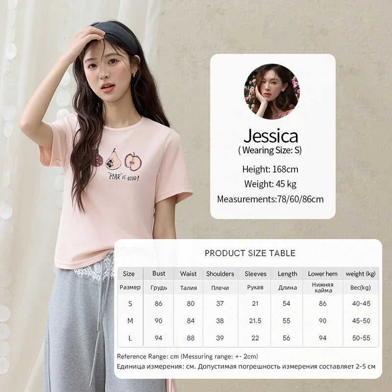 MISHOW Summer Print Casual T-shirt Women New 2025 Short Sleeve Round Neck Slim Shirts Female Fashion Office Lady Tops MXE33T0500