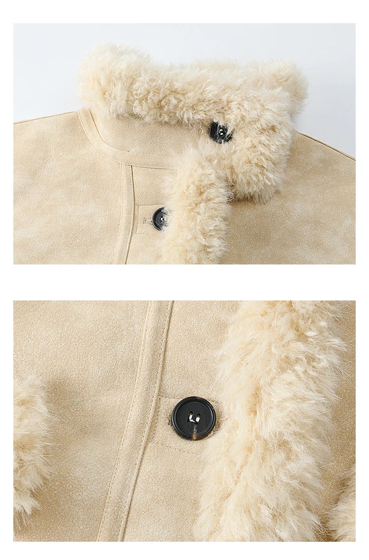 MISHOW American Vintage Faux Fur Jacket Women 2024 Winter Warm Thickened Turn Down Collar Fur One Reversible Jacket MXD55W0648