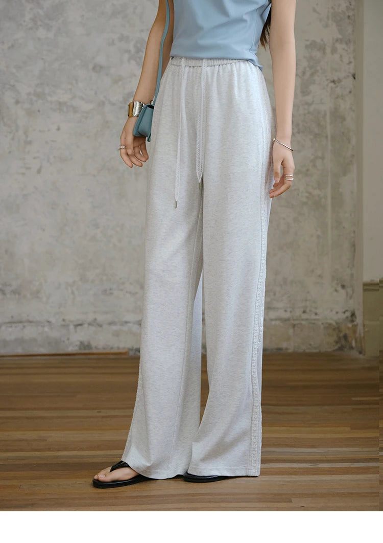 MISHOW Light Grey High Waist Pants Women 2025 Summer Casual Straight Elastic Waist Wide Leg Pants Women's Clothing MXE31K0901