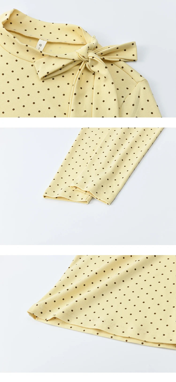 MISHOW Elegant Woman Pullovers 2025 Autumn Sweet Retro Yellow Polka Dot Knitted Top Lace Up Collar Slim Fit Tops MXE45Z1379