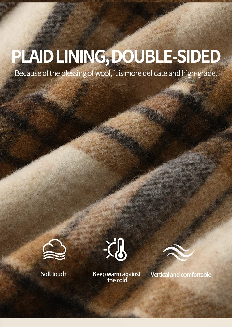 MISHOW Plaid Double-faced Wool Coat Women 2025 Winter Retro Lapel Single Buckle Loose Mid-length Coat Woman Clothes MXE89W0898