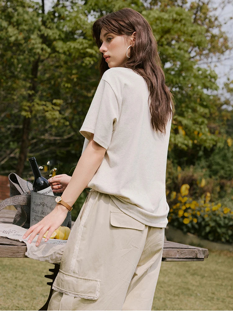 MISHOW Casual Summer Print Shirts Women 2025 Short Sleeve Round Neck Coconut Tree Straight T-shirts Woman Versatile MXE31T0520