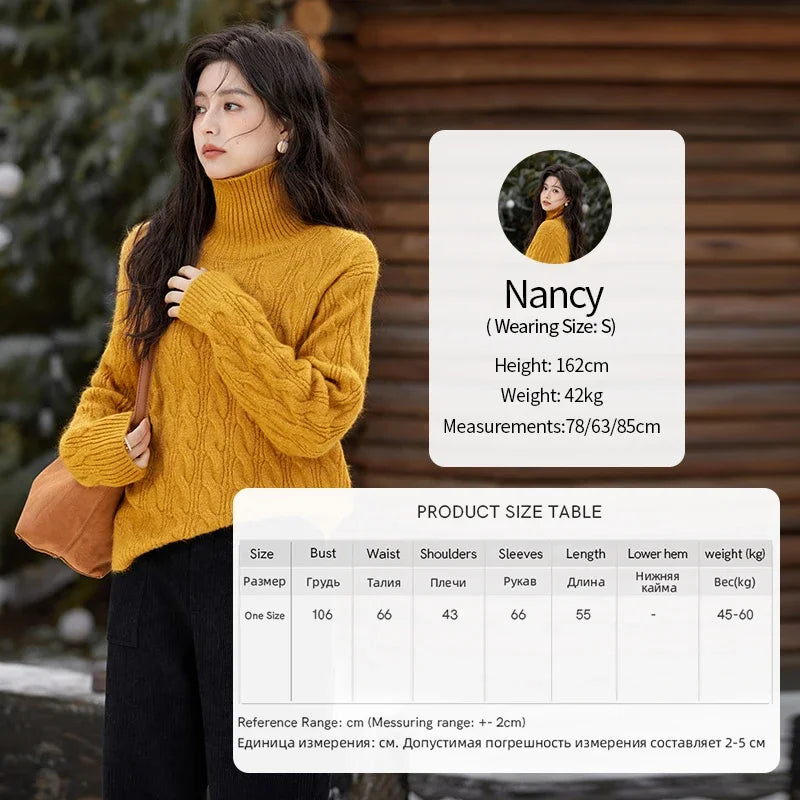 MISHOW Turtleneck Texture Solid Sweater Soft Warm Coat Winter Women Clothes Versatile Temperament Tops Office Lady MXD57Z1090