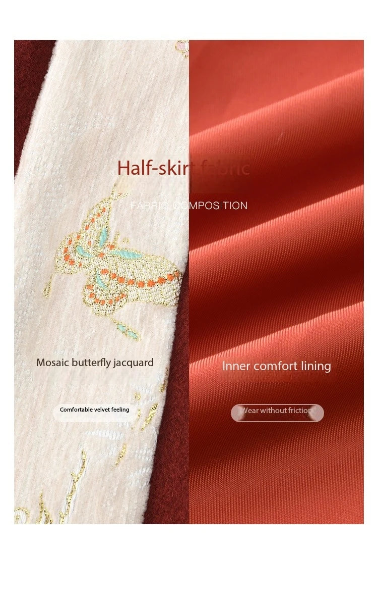 MISHOW Tweed Jacket Midi Skirts Separately Removable Fur Collar Frog Short Coat Cotton Clip A-LINE Pleated Skirt MXD59W0609