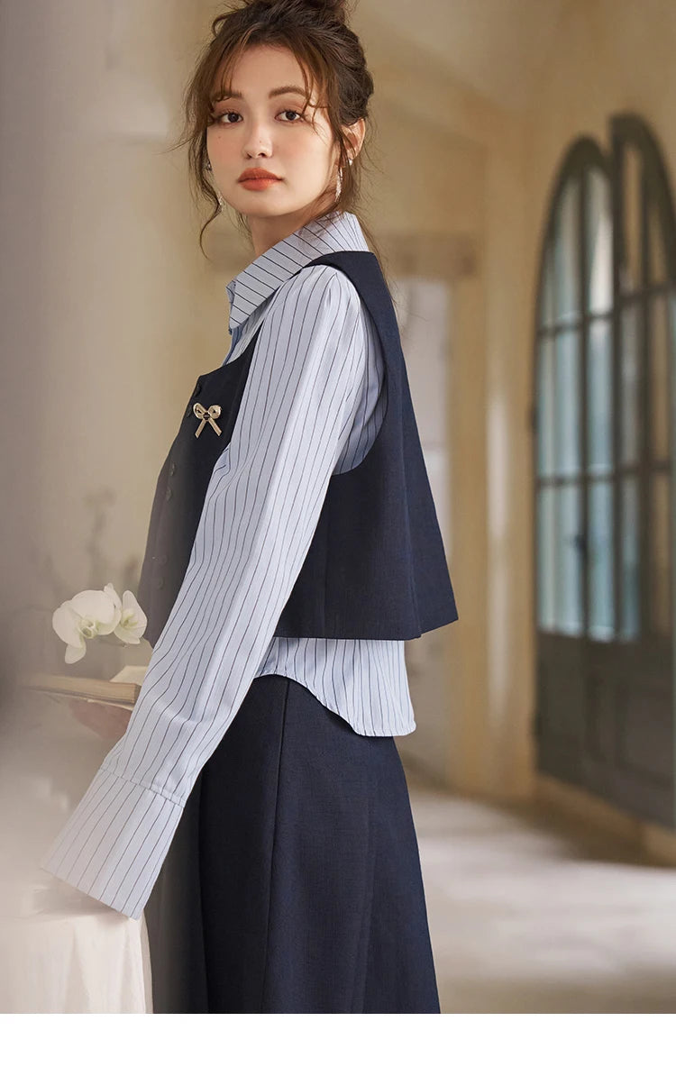 MISHOW French Vest Coat 2024 Spring Bow Square Neck Temperament Sleeveless Short Single Breasted Tank Top Outerwear MXD12W0294