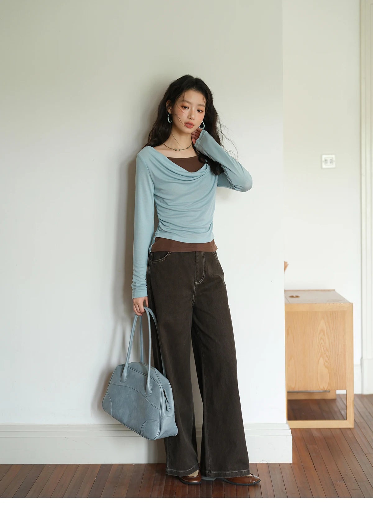 MISHOW Multi Colored Fake Two-piece Knitted Sweater 2025 Autumn Swinging Collar Casual Tops Contrasting Waist Top MXE42Z1341