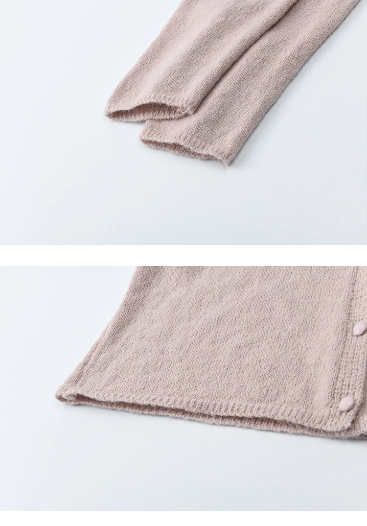 MISHOW Knit Cardigan for Women 2025 Autumn Elegant Pink Crew Neck Cardigan Loose Suspenders Two-piece Suit for Women MXE48T1404