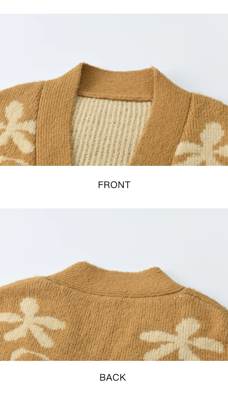 Mishow Yellow Jacquard Plant Pattern Cardigan MXE48Z2522