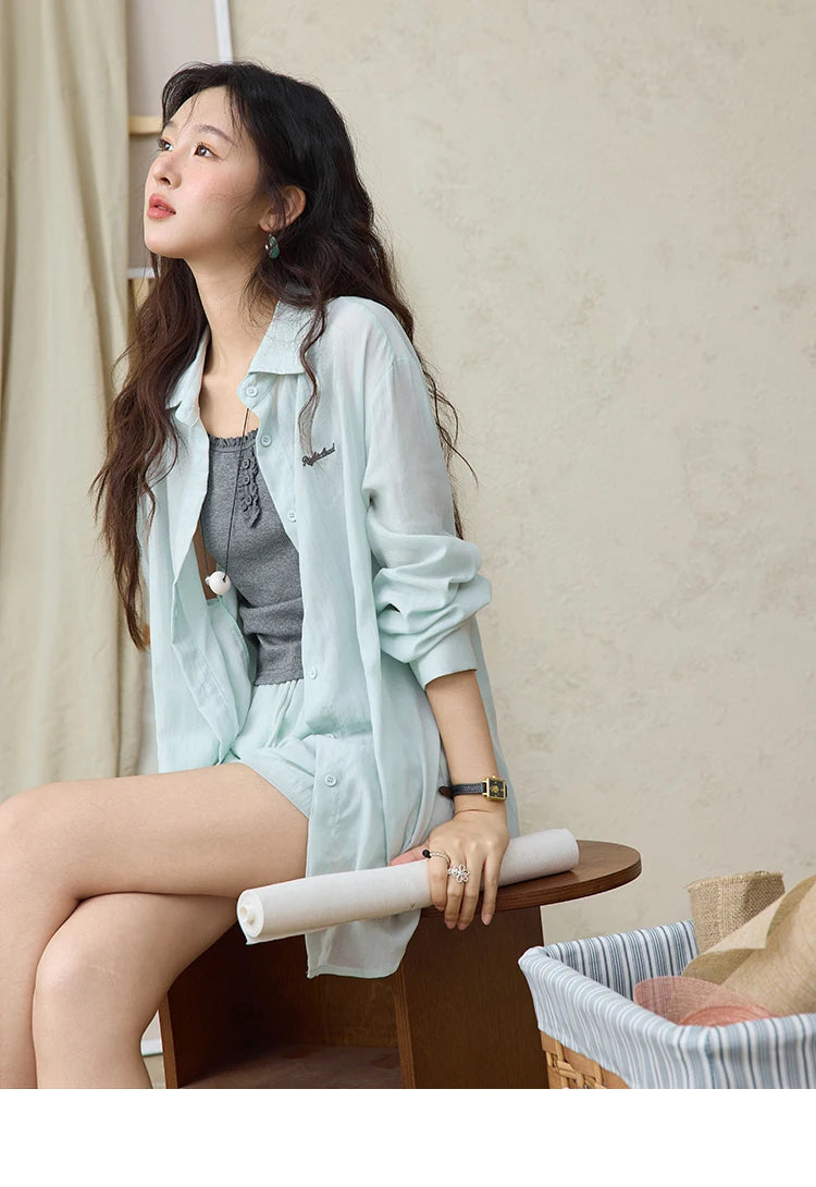 Mishow Long Sleeve Shirt & Tank Top & Pocket Shorts 3-Piece Set MXE36T0639