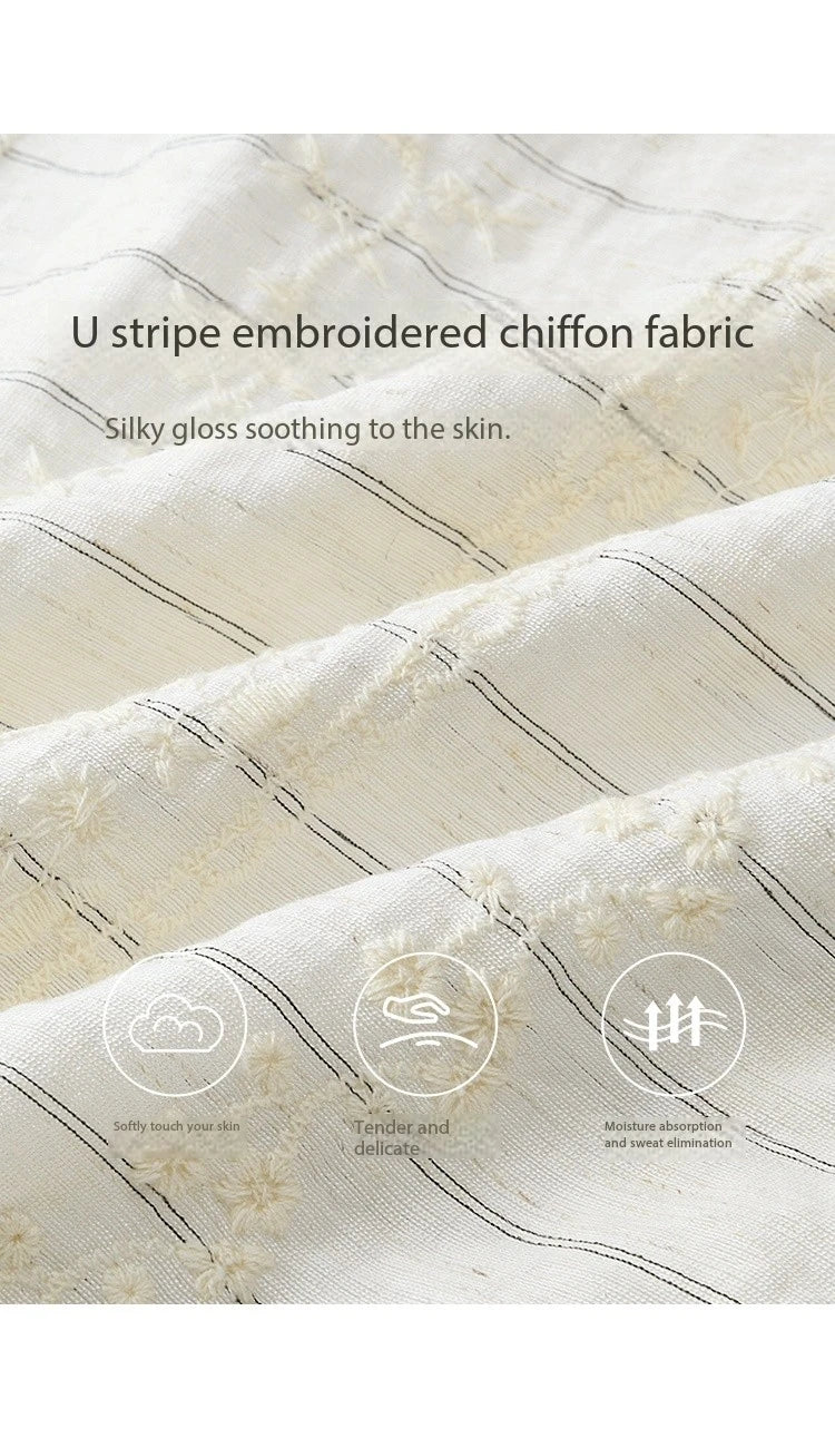 MiSHOW French Striped Blouses Women Spring New 2025 Long Sleeve Lace Collar Shirts Female Fashion Solid Chiffon Tops MXE12C0387