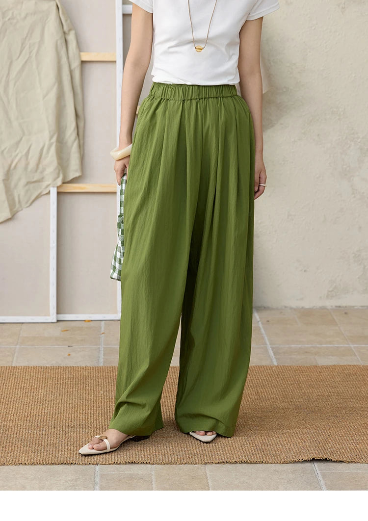 MISHOW Office Lady Summer Pants Women New 2025 Solid Loose High Waist Elastic Wide Cool Wide Leg Pant Female Slimming MXE31K0920