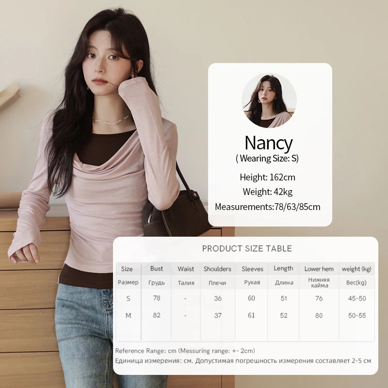 MISHOW Multi Colored Fake Two-piece Knitted Sweater 2025 Autumn Swinging Collar Casual Tops Contrasting Waist Top MXE42Z1341