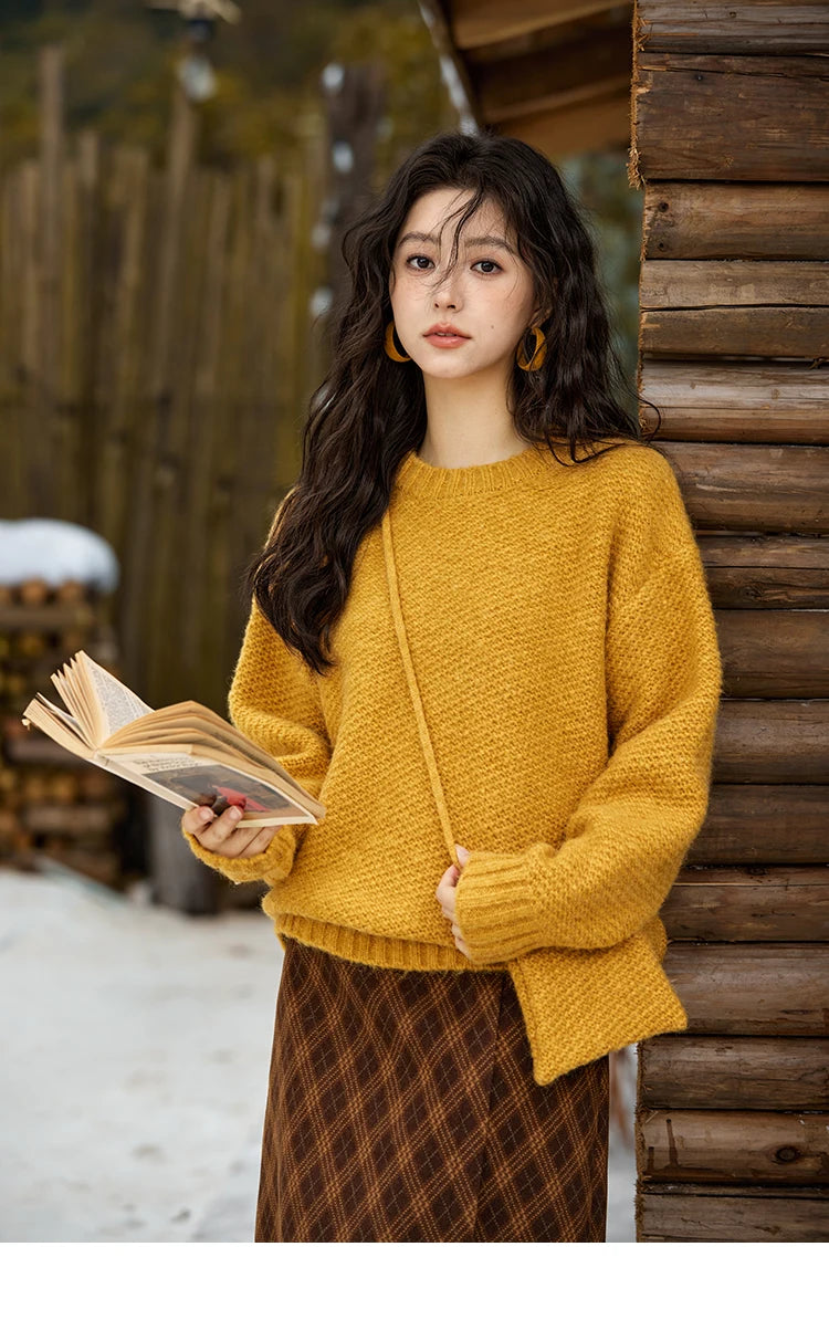 MISHOW Knitted Sweater Daily Leisure Versatile Pullovers Match Bag Oversized Sweater Women Soft Warm Office Lady MXD57Z1083