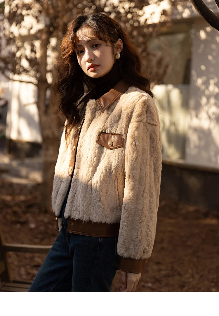 MISHOW Women's Lamb Wool Coat 2022 Winter Single Breasted Leather Turn-down Collar Thickened Warm Outwear Office Lady MXB43W0490