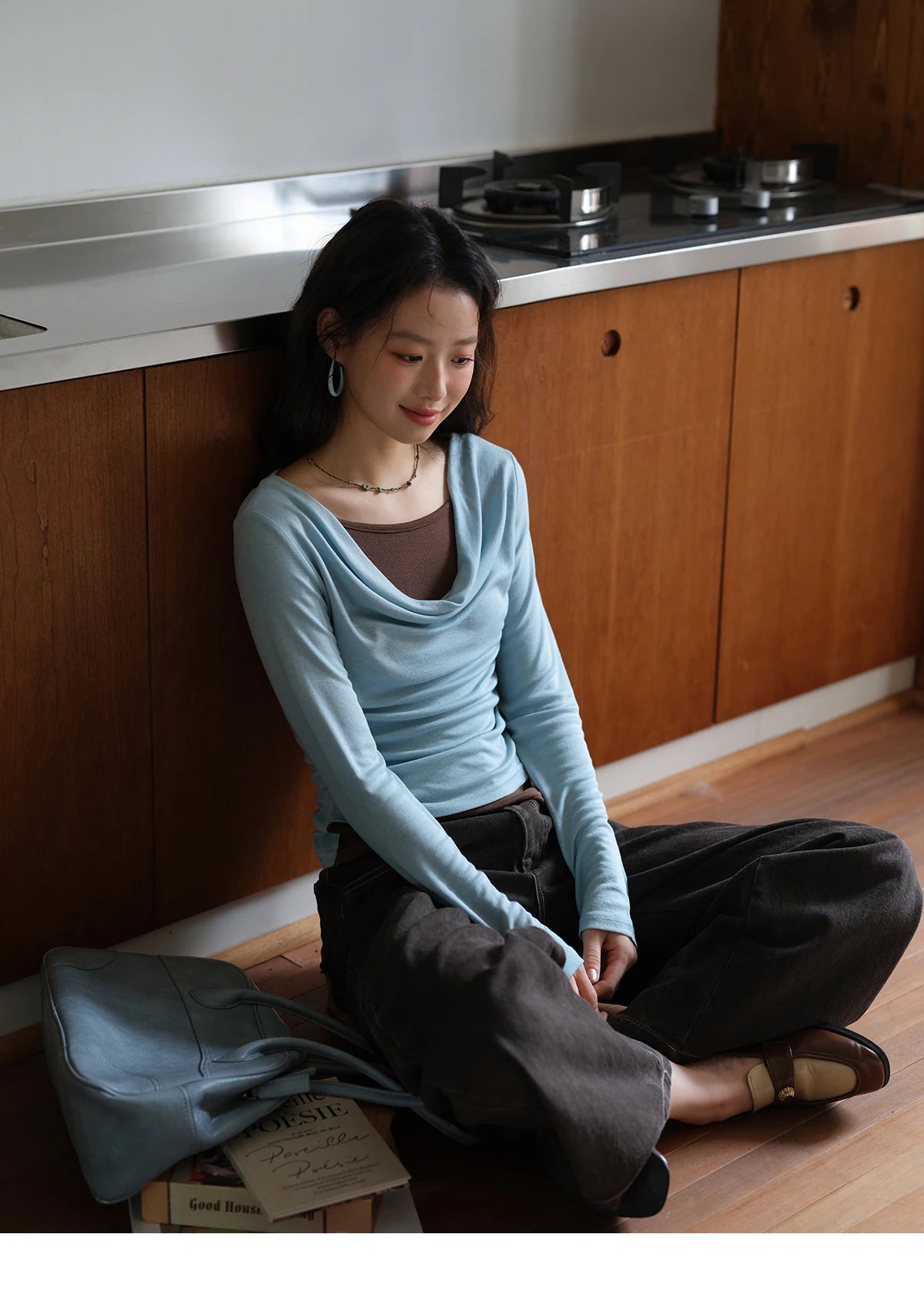 MISHOW Multi Colored Fake Two-piece Knitted Sweater 2025 Autumn Swinging Collar Casual Tops Contrasting Waist Top MXE42Z1341