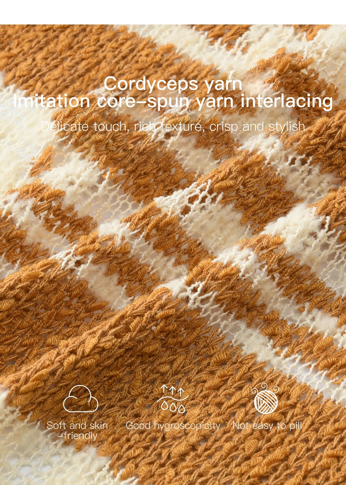 MISHOW Women's Striped Cardigan 2025 Autumn New Retro Yellow V-neck Long Sleeves Single-breasted Short Sweater Coats MXE44Z2516