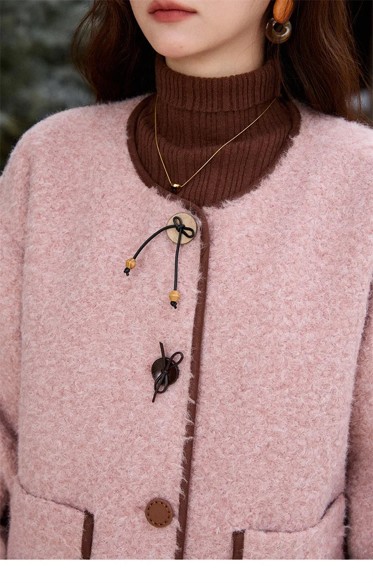 MISHOW Cotton Padded Warm Jacket Women 2025 Thickened Fur O-neck Coat Fold Over Contrasting Cuffs Windproof Outerwear MXE92W0986