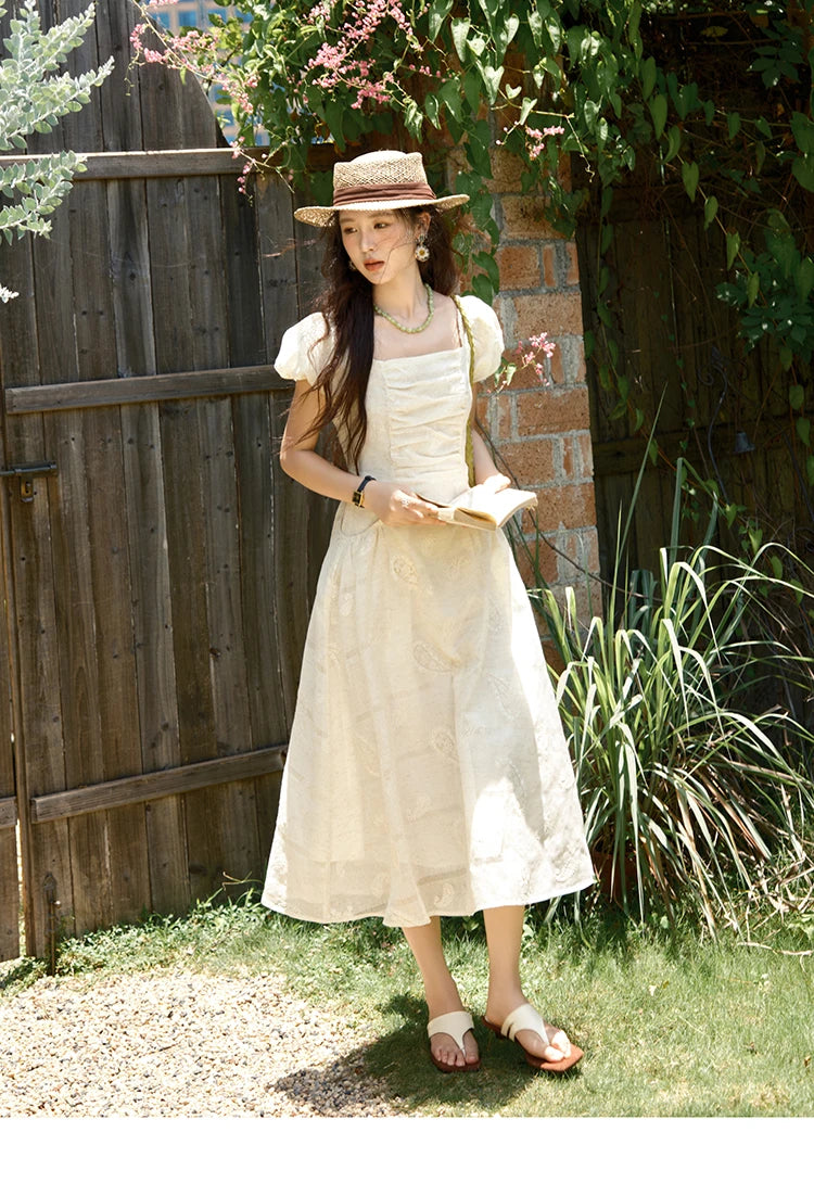 MISHOW Women's Puff Sleeve Dress 2025 Summer Fashion Paisley Embroidery Lady Pocket Dresses Vacation Women's Clothing MXE34L2265