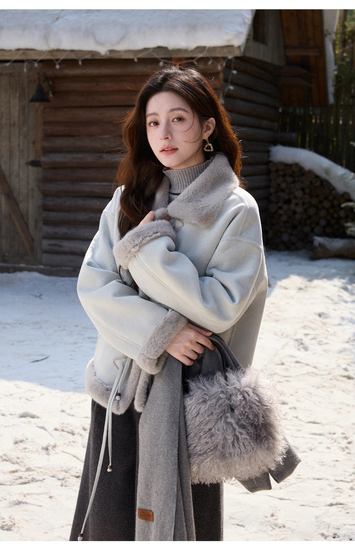 MISHOW Suede Imitation Mink Fur Coat Women Winter 2025 Retro Thick Plush Lace Up Coat Warm Lapel Jackets Office Lady MXE90W0921