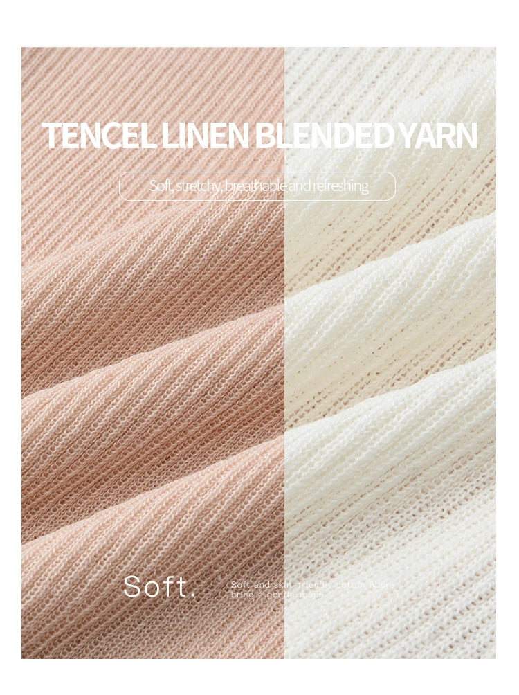 MISHOW Round Neck Patchwork Knitt Sweater for Women 2025 Summer Flying Sleeve Lace Up Versatile Top Female Clothing MXE37Z1278