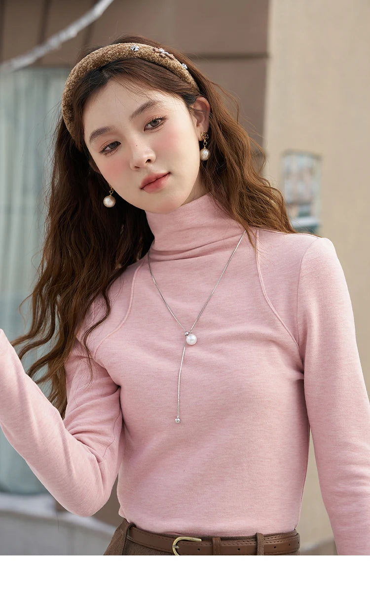 MISHOW Mock Neck Bottoming Shirt Long Sleeve Inner Tops for Women 2023 Autumn Winter New Fashion Warm Slim T-shirt MXC58Z0290