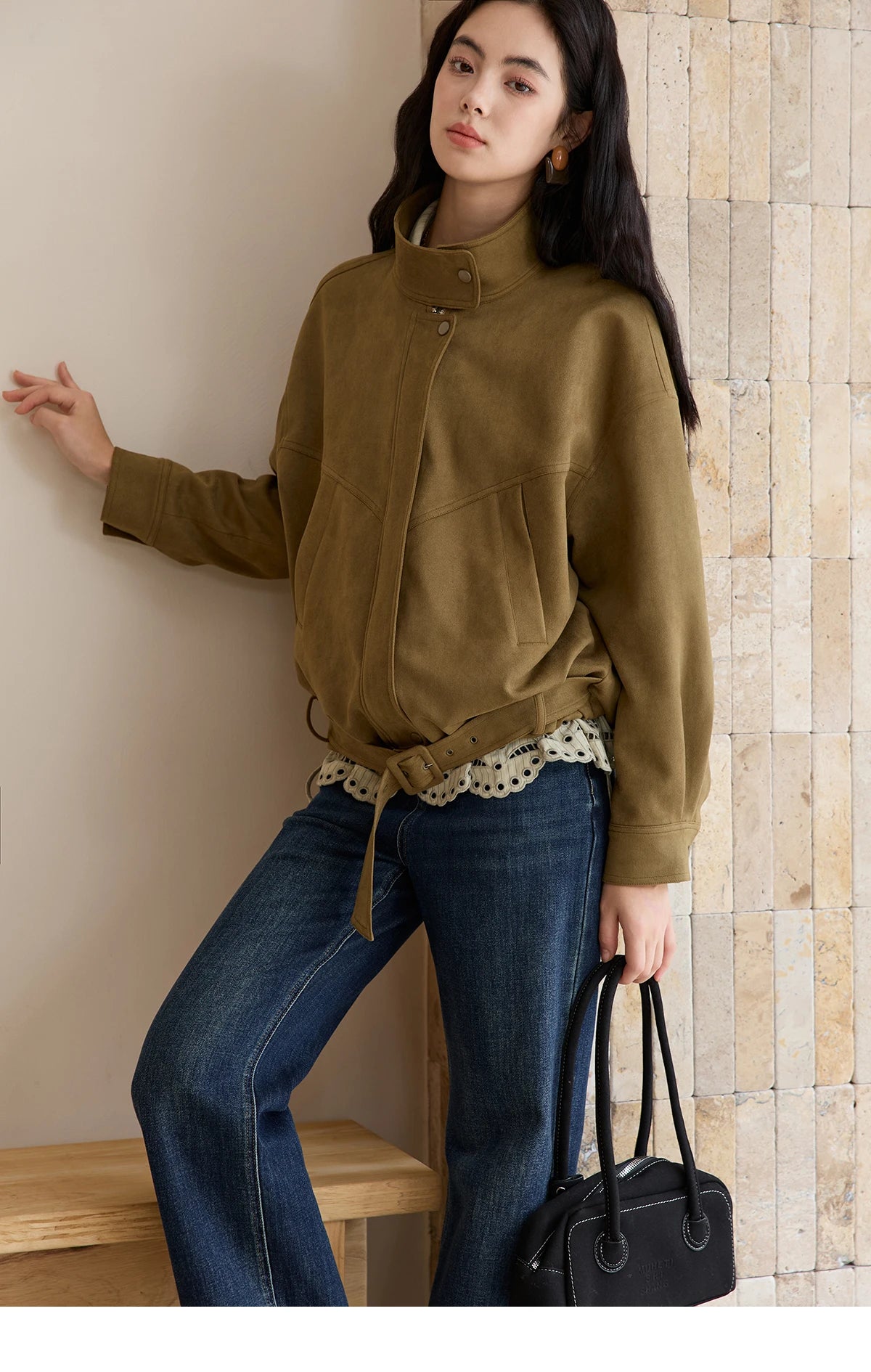 MISHOW Retro Jacket Women 2025 Autumn Winter Warm Stand Collar Casual Jacket Slim Design Zipper Jacket Woman Clothes MXE49W0853